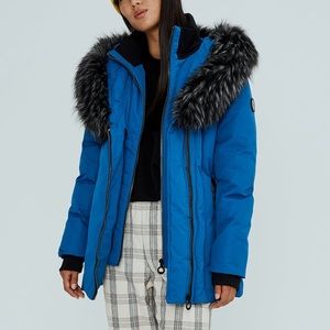 NWT NOIZE Blue & Black Parka Winter Jacket Coat Size XS